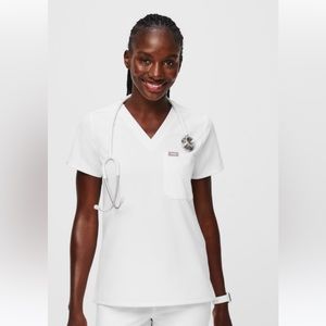 FIGS Women's Optic White One-Pocket Scrub Top